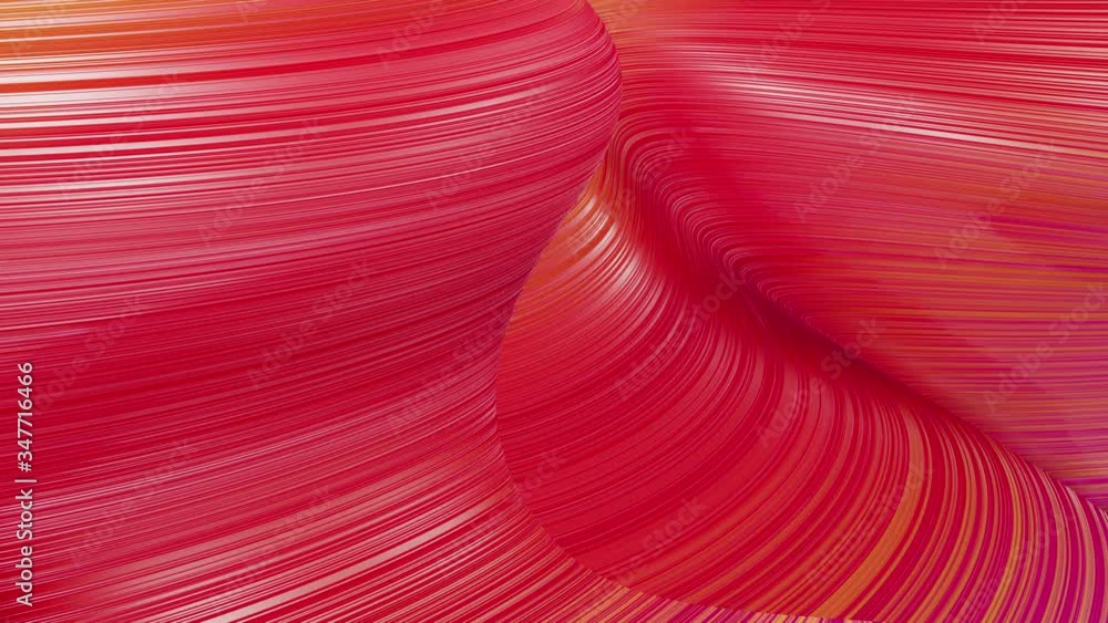 Aufkleber beautiful abstract background of waves on surface, red yellow color gradients, extruded lines as str