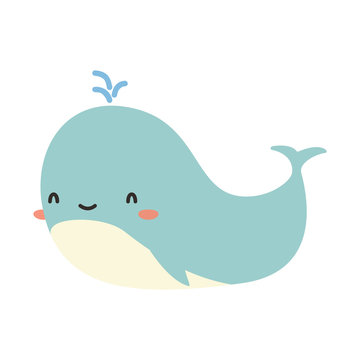 Cartoon the whale. Cute Cartoon the whale, Vector illustration on a white background. Drawing for children