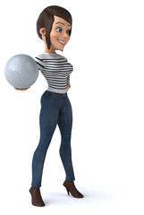 Fun 3D cartoon casual character woman