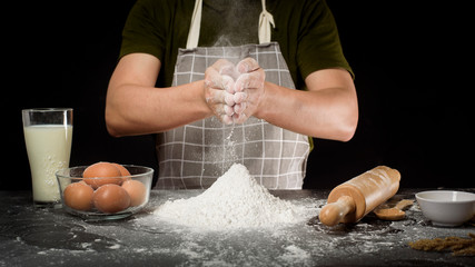 A man is baking homemade bakery