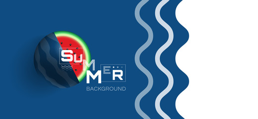 summer background brochure flyer design classic blue color watermelon vector illustration