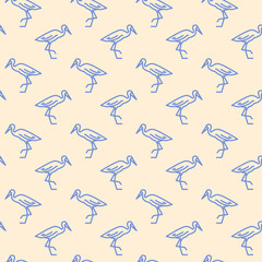 Stork bird icons pattern. Stork animal seamless background. Seamless pattern vector illustration