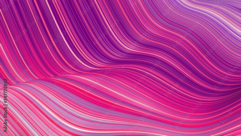 Aufkleber beautiful abstraction of waves on surface, color gradient red purple, extruded lines as striped fabr