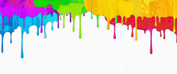 colorful paint drops, for background, blue, purple, green, yellow and red	
