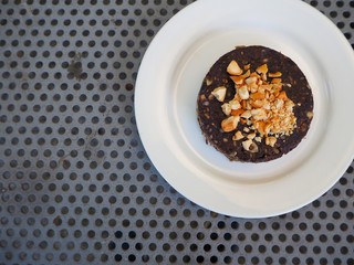 almond brownie cake on the table
