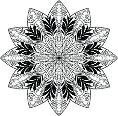 black and white mandala vector