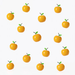 orange fruit pattern 3d render on white background