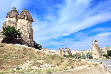 Fairy Chimney or Multihead stone mushrooms, Cappadocia, Turkey