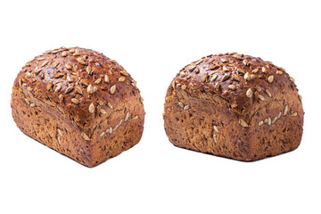 Whole wheat bread, isolated on white background