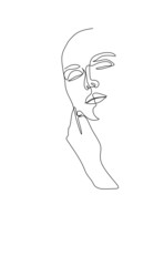 Continuous single line drawing vector of a beautiful young woman close up face
