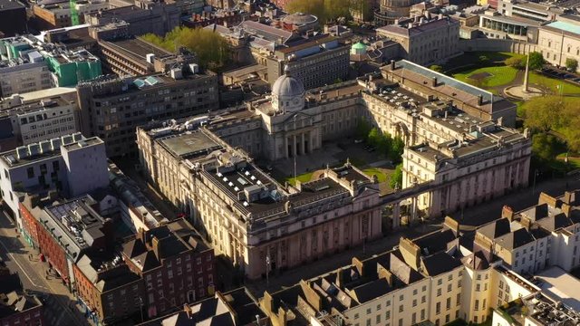 Department of the Taoiseach, Dublin, Lockdown, Ireland, May 2020, Drone orbits slowly.