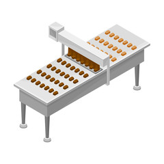 Conveyer Belt with Chocolate Sweets Formation Process Vector Illustration