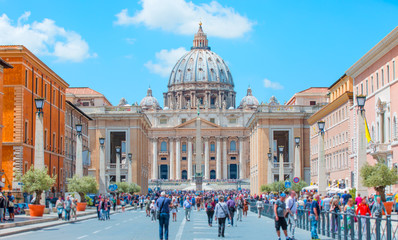 St. Peter's square in front of St. Peter's Basilica - a grandiose elliptical esplanade created in...