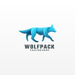 Vector Logo Illustration wolf Gradient Colorful Style.