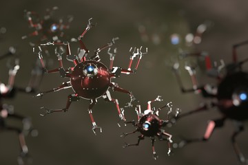 a corona virus mechanical fantasy 3d art work