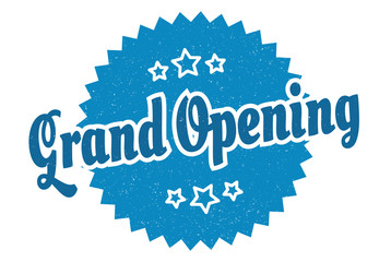 grand opening sign. grand opening round vintage retro label. grand opening