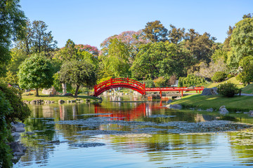 Fototapeta na wymiar Buenos Aires, Argentina, Japanese Garden. The Buenos Aires Japanese garden is a public Park in Buenos Aires, located in the Palermo district, and is the world's largest Japanese garden outside of Jap
