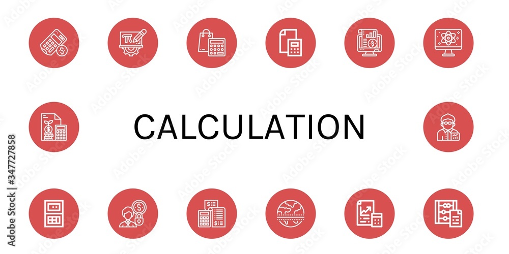 Poster calculation simple icons set