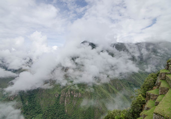 Peru Inca path wall to protect the fortress of Miciu picciu