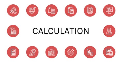 calculation simple icons set