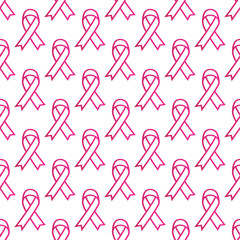 seamless awareness pink ribbons pattern. Stock vector illustration