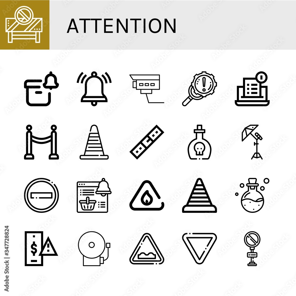 Poster set of attention icons