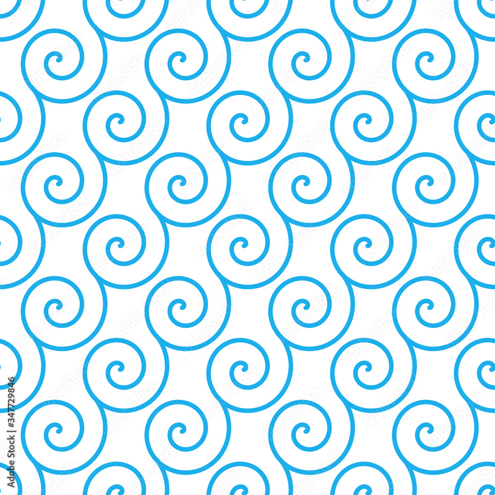 Poster blue swirl seamless retro pattern. abstract spiral pattern. stock vector illustration