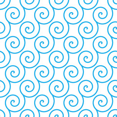 Blue swirl seamless retro pattern. Abstract spiral pattern. Stock Vector illustration