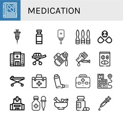 medication simple icons set
