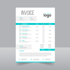 Professional invoice template design in minimal style.