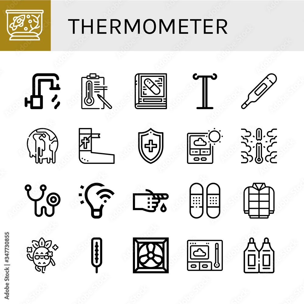 Poster thermometer simple icons set