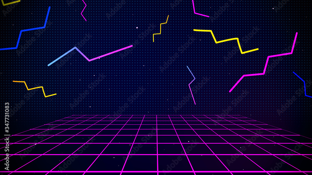 Canvas Prints retro cyberpunk style 80s sci-fi background futuristic with laser grid landscape. digital cyber surf