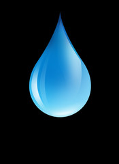 3D water drop isolated on black background