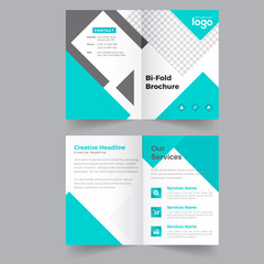Bi-fold Brochure Template Design.Corporate & Business Concept.