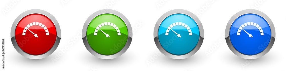 Leinwandbilder speed meter silver metallic glossy icons, fast indicator concept set of modern design buttons for we