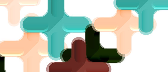 Obraz premium Glossy multicolored plastic style cross composition, x shape design, techno geometric modern abstract background. Trendy abstract layout template