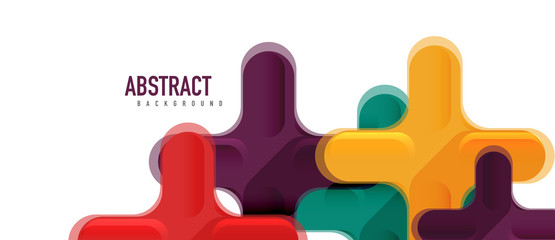 Obraz premium Glossy multicolored plastic style cross composition, x shape design, techno geometric modern abstract background. Trendy abstract layout template