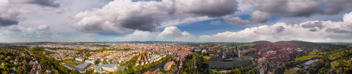 Bamberg, Germany. Amazing aerial view on a sunny day from Michaelsberg Abbey