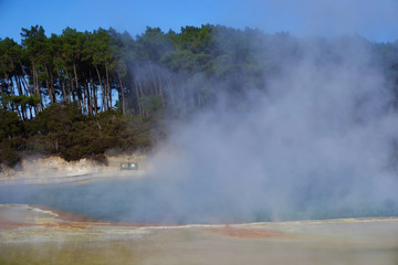 Steam above an hot water lake