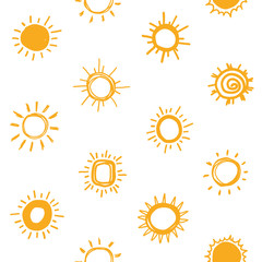 Seamless vector pattern with doodle suns.