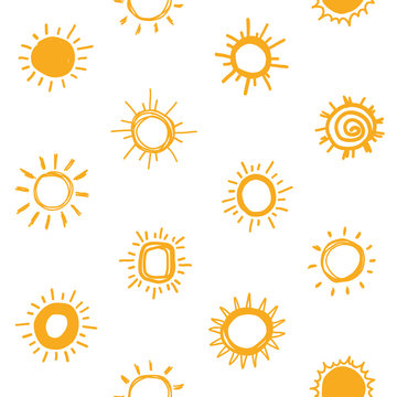 Seamless vector pattern with doodle suns.
