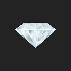 Vector illustration of a realistic diamond. No gradient mesh. stock vector on black background
