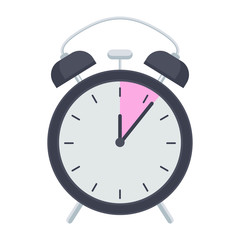 Retro alarm clock. Flat vector illustration