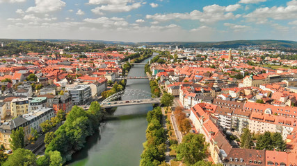 Fototapeta na wymiar Aerial view of Bamberg cityscape on a sunny day, Germany