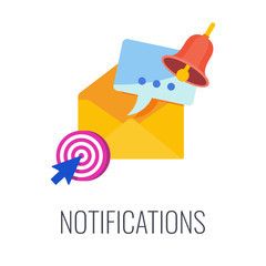 Notifications. Email in mailbox. Flat vector illustration.