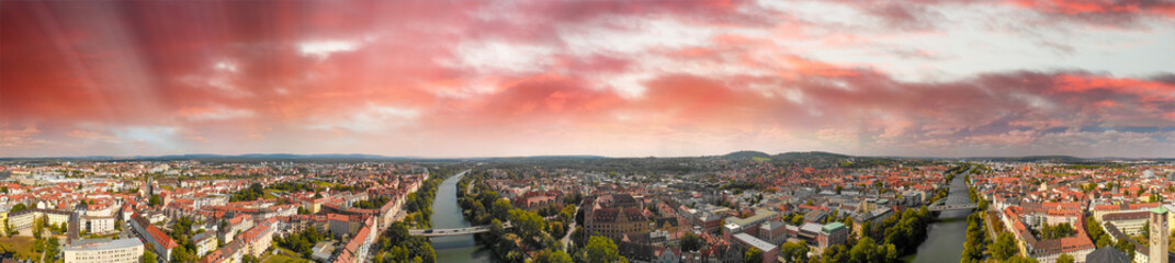 Fototapeta premium Bamberg, Germany. Amazing aerial view on a sunny day