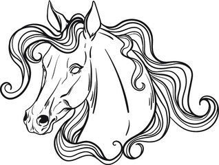 Horse portrait coloring page