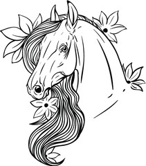 horse and flowers