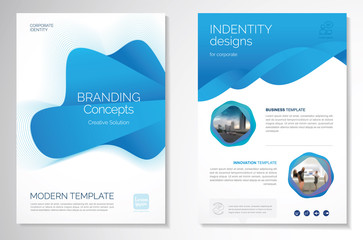 Template vector design for Brochure, AnnualReport, Magazine, Poster, Corporate Presentation, Portfolio, Flyer, infographic, layout modern with blue color size A4, Front and back, Easy to use and edit.