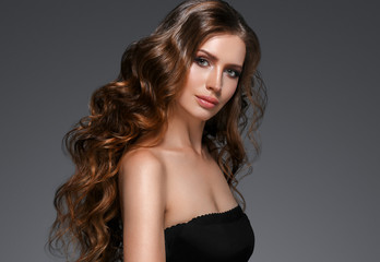 Long hair woman beautiful hairstyle natural make up fashion beauty